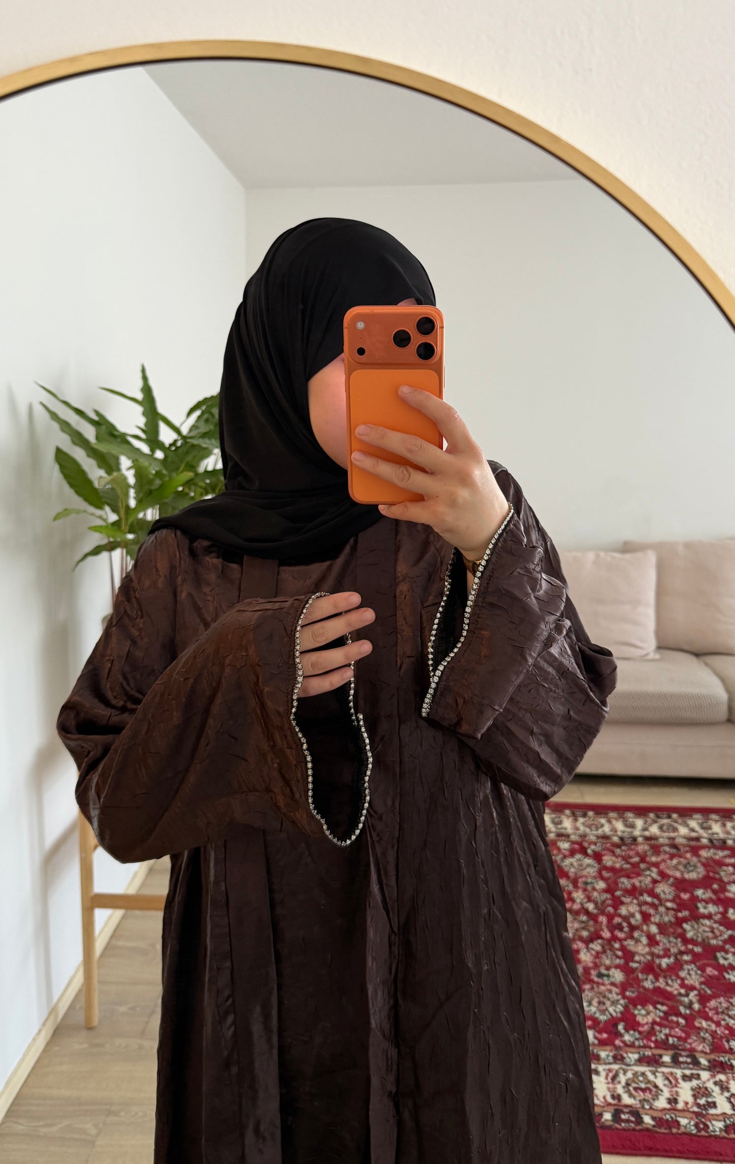 Abaya manche strass