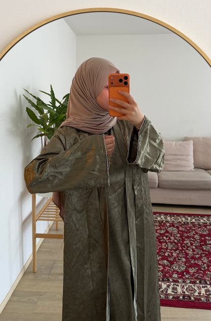 Abaya manche strass
