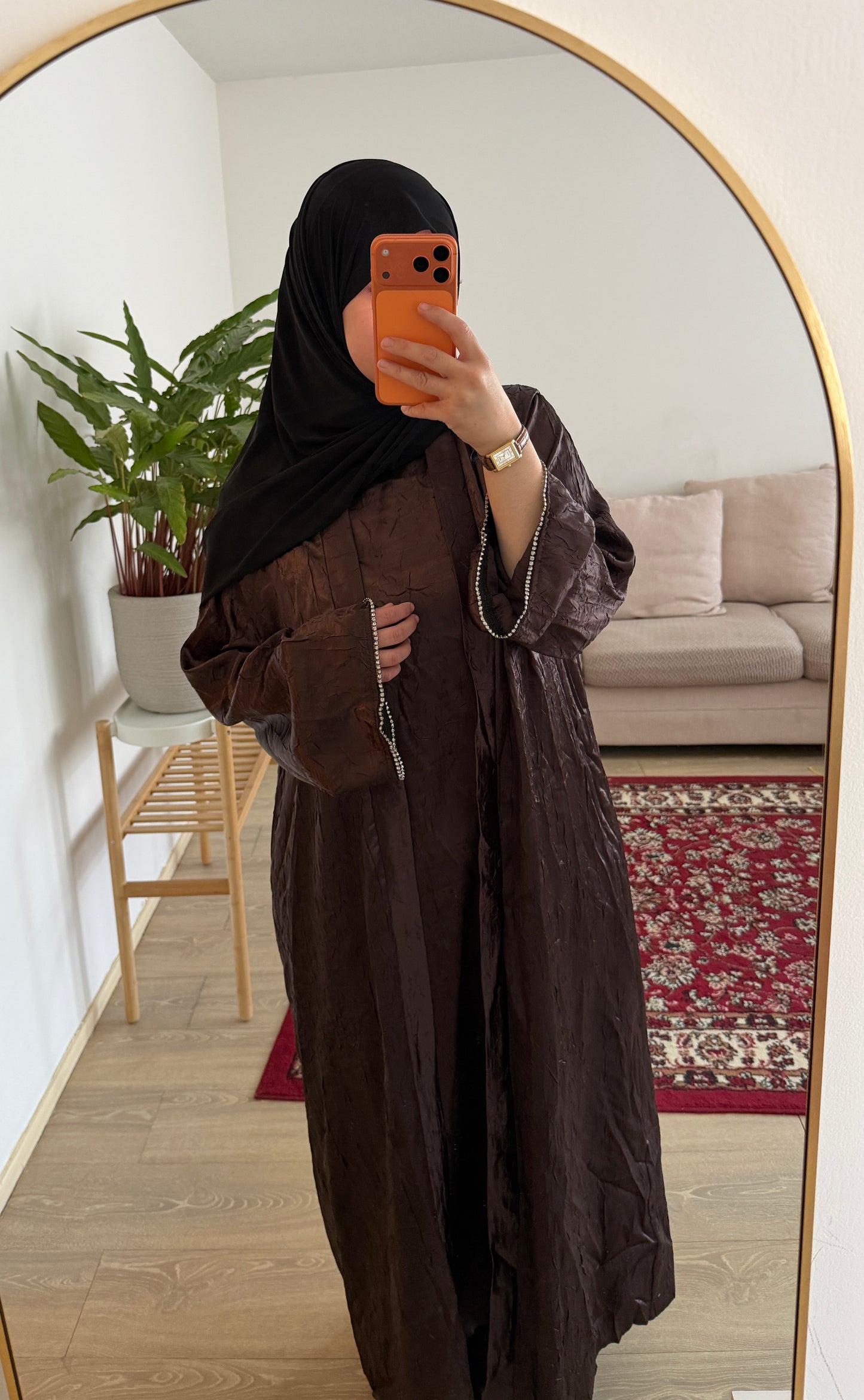 Abaya manche strass